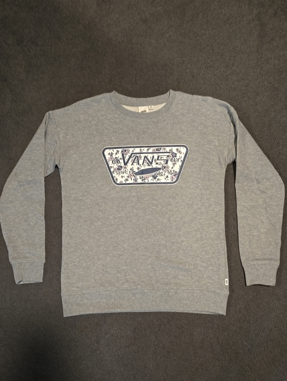 Vans Heather Gray Crewneck with Center Logo Patch